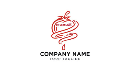 Tomato Sauce Logo Design with Abstract Swirl and Drip.