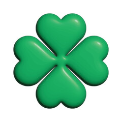 3D Lucky Four-Leaf Clover, Green Four-Leaf Clover Vector Icon. St. Patrick's Day. Luck and Happiness Concept. Shamrock &ndash; 3D Render of Green Four-Leaf Clover Icon. Good Luck Theme Vector Design Element