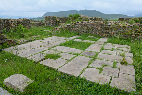 View at the rovins of Dungur Palace (Queen of Sheba Palace) near Axum in Ethiopia