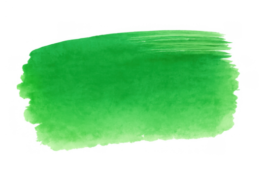 Green watercolor wet paint brush stroke spreading on a transparent background, abstract design element texture - Powered by Adobe