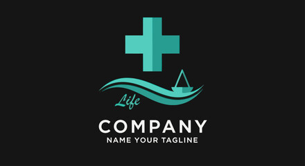Obraz premium Medical Health Cross and Life Wave Balance Logo Design.