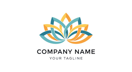 Abstract Lotus Flower Logo Design with Intertwined Petals.