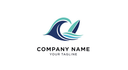 Obraz premium Dynamic Wave Logo Design in Blue and Green Tones.