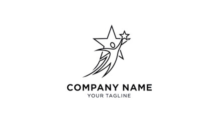 Fototapeta premium Inspirational logo of a star-shaped person achieving a goal.