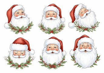Watercolor Santa Claus Collection Festive Holiday Illustrations for Christmas and New Year