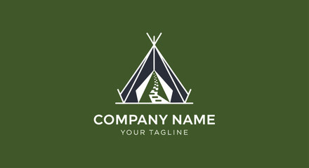 Minimalist tipi tent logo design for an outdoor adventure brand. © Anak
