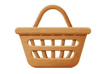 Wooden shopping basket for eco-friendly shopping. isolated on a transparent background.