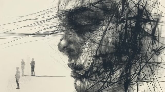 Abstract human face representing mental health and psychology