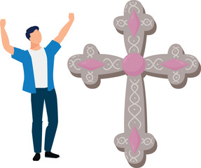 The boy happy with cross clipart