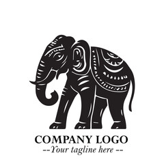 Majestic Elephant Logo Symbol in Black on White Background with Elegant Minimalist Modern Design