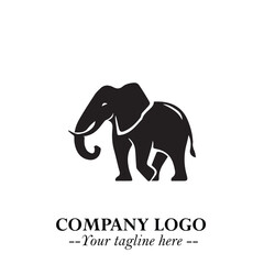 Majestic Elephant Logo Symbol in Black on White Background with Elegant Minimalist Modern Design