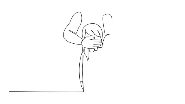 Self drawing animation of continuous line drawing mouth of girl is covered by an adult from behind. Child abductions are on the rise. Pedophiles. National Missing of Children Day. Full length animated