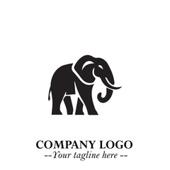 Majestic Elephant Logo Symbol in Black on White Background with Elegant Minimalist Modern Design