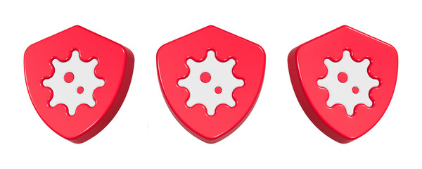 3d rendering icon antivirus in red color