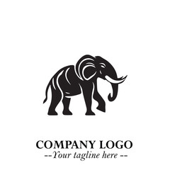 Majestic Elephant Logo Symbol in Black on White Background with Elegant Minimalist Modern Design