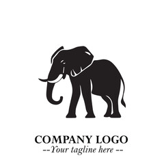 Majestic Elephant Logo Symbol in Black on White Background with Elegant Minimalist Modern Design