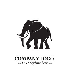 Majestic Elephant Logo Symbol in Black on White Background with Elegant Minimalist Modern Design