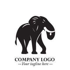 Majestic Elephant Logo Symbol in Black on White Background with Elegant Minimalist Modern Design