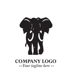 Majestic Elephant Logo Symbol in Black on White Background with Elegant Minimalist Modern Design