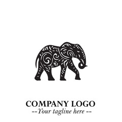 Majestic Elephant Logo Symbol in Black on White Background with Elegant Minimalist Modern Design