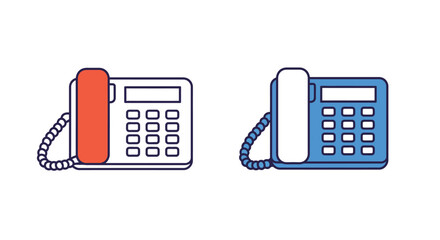 Two colorful retro desk telephones presented in a simple clean illustration