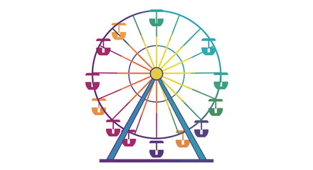 Colorful ferris wheel illustration with simple design and bright hues