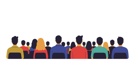 A large crowd of people sitting in rows viewed from behind