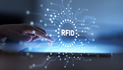 Fototapeta premium RFID Radio Frequency Identification Technology for Smart Logistics and Tracking Systems.