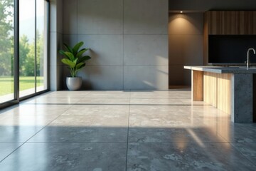 Polished concrete floor with subtle texture variations, interior, design, smooth