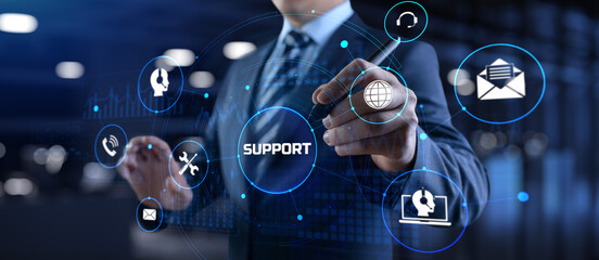 Support customer service business technology concept on virtual screen.