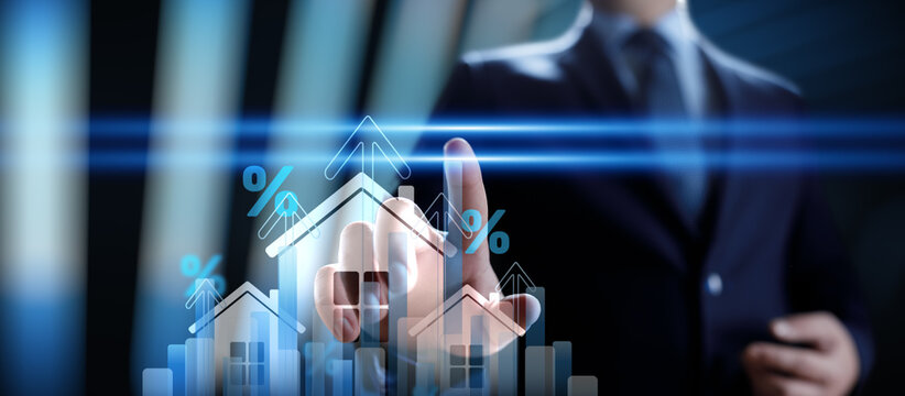 Real Estate Market Growth and Investment Trends with Financial Analytics and Property Value Increase.