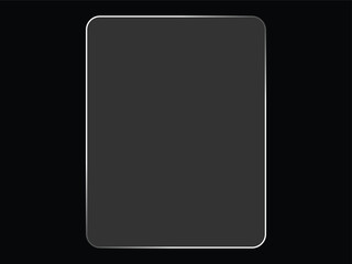 Blank dark gray rectangular screen on a black background with rounded corners