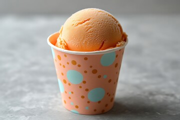 Ice cream scoop on Colorful paper cup, Passion flavor
