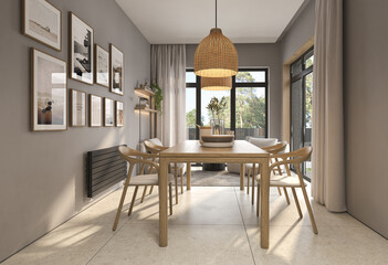 Modern style conceptual interior room veranda 3d illustration