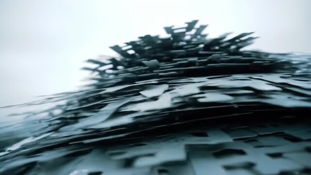 Abstract metal sheets form interesting geometric pattern closeup