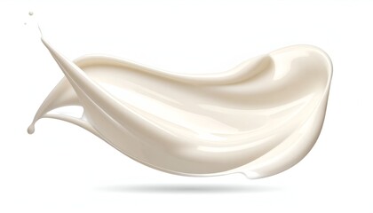 A flowing, swirling splash of smooth, creamy, white substance against a white background