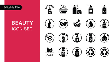 Beauty product icons set skincare and cosmetic vector illustration