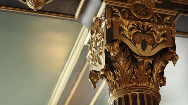 Column capital in  Saint Stephen's Orthodox church in Istanbul. 14 sec.FullHD