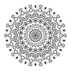 Decorative mandala image rich in detail and symmetry, often used as a tool for batik, coloring, design, reaxation, meditation. Limited edition. The design will be different in every image