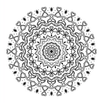 Decorative mandala image rich in detail and symmetry, often used as a tool for batik, coloring, design, reaxation, meditation. Limited edition. The design will be different in every image