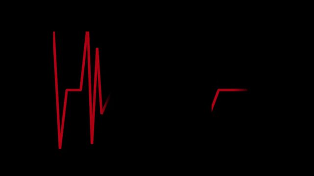 ECG heartbeat flatline display monitor on black background 4K resolution