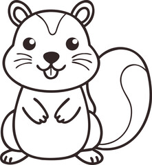 cute cartoon chipmunk outline