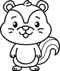 cute cartoon chipmunk outline