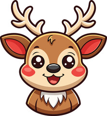 cute cartoon reindeer face line art