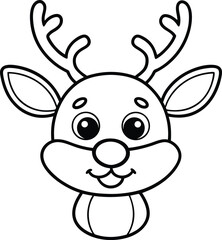 cute cartoon reindeer face line art