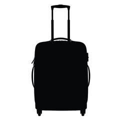 Obraz premium Silhouette of a black rolling suitcase with extended handle