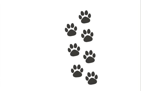 dog paw print. animation of cat footprints on a white background