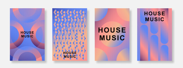 Modern music poster background set. Minimalist cover template with gradient geometric design. Suitable for club, party, music, flyer and social media banner. Vector