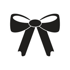 Elegant Black Bow Silhouette Vector – Decorative Ribbon Icon for Fashion, Gift Wrap & Design