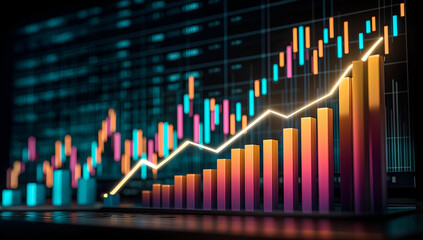 Colorful financial graph showing growth trends with dynamic data representation for business analysis.